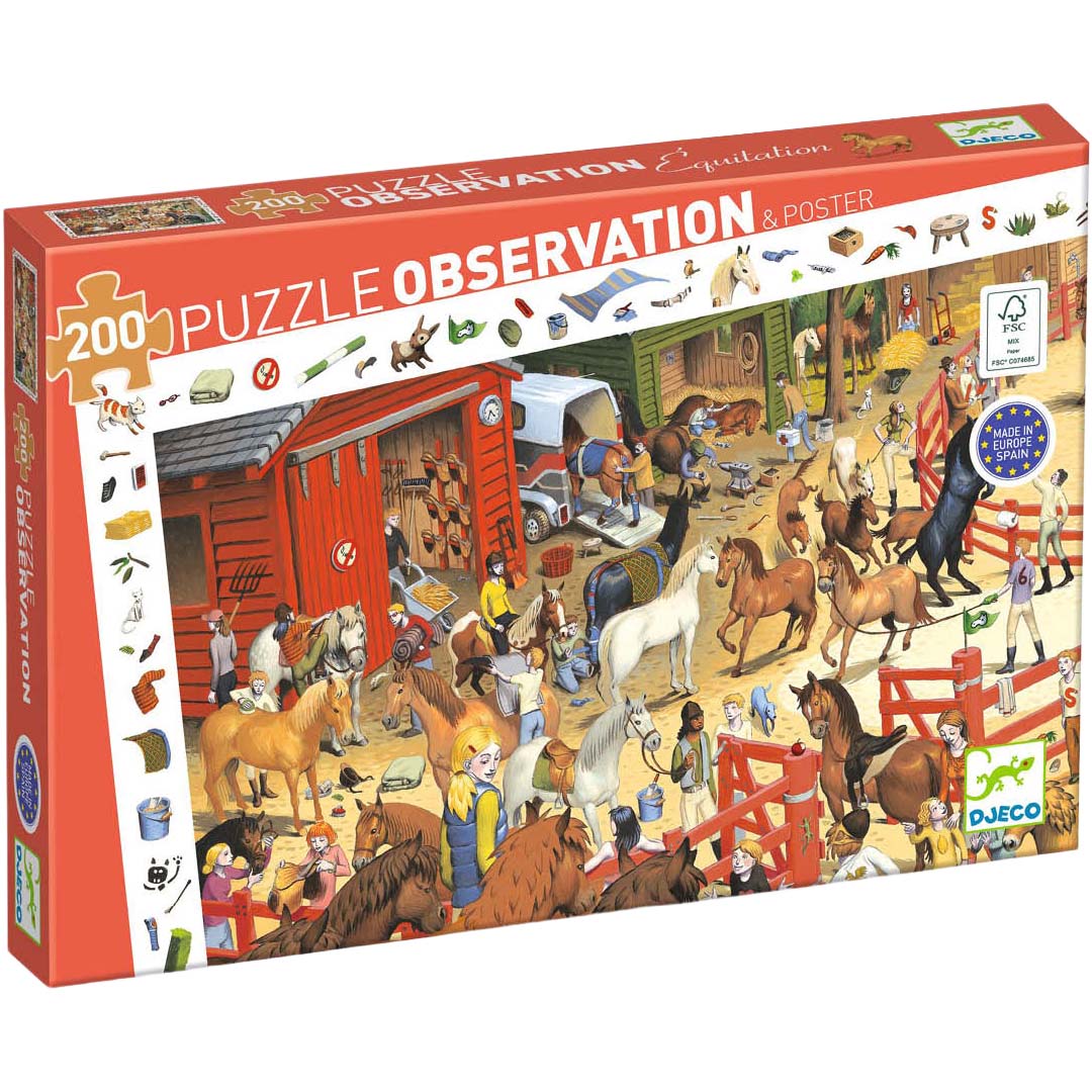 djeco puzzle observation - chevaux (200 pièces)