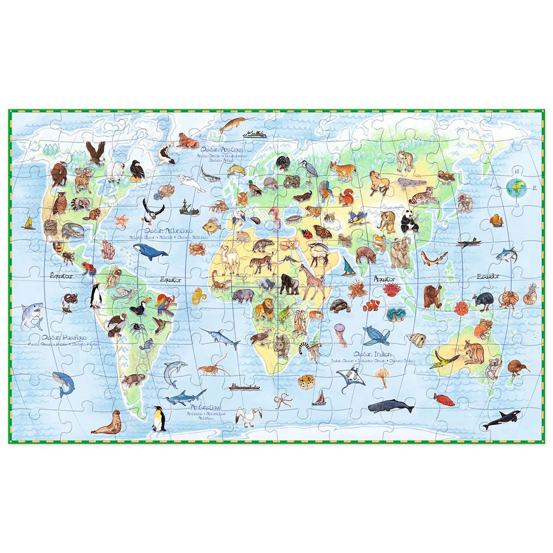 djeco puzzle observation - animaux du monde (100 pièces)