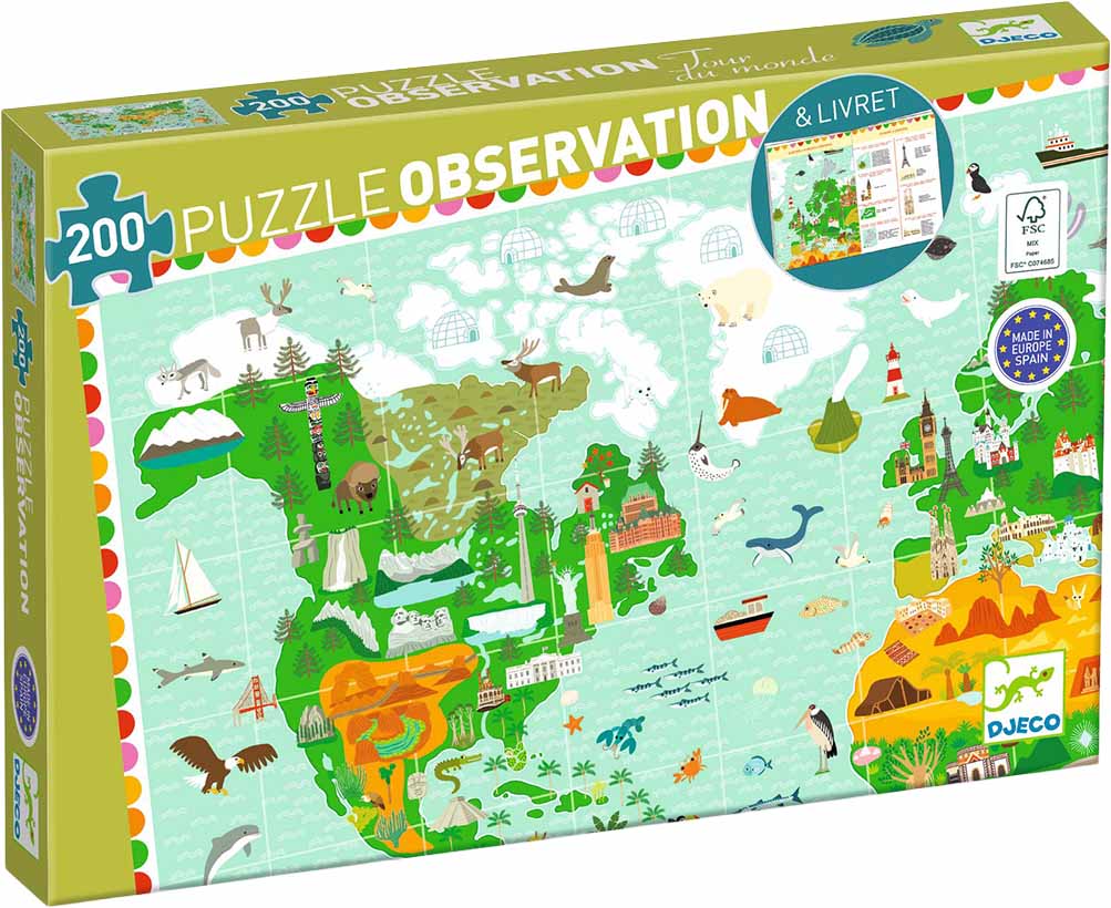 djeco puzzel reis rond de wereld - 200st | DJ07412 | 0