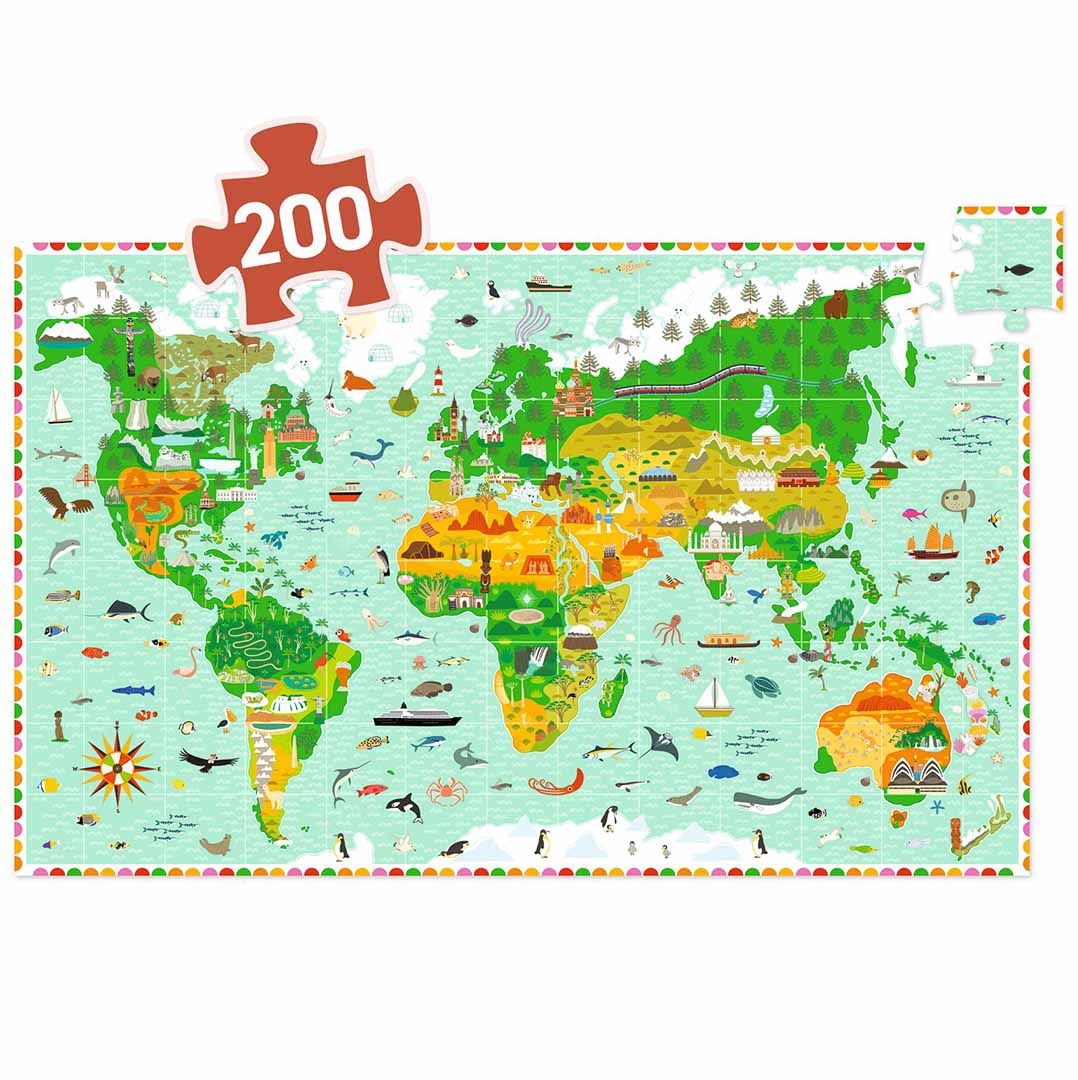 djeco puzzel reis rond de wereld - 200st | DJ07412 | 2