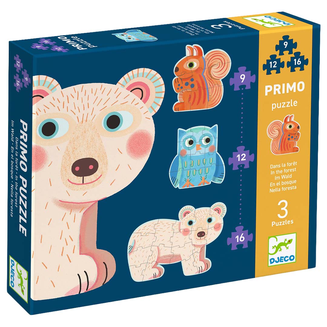djeco puzzles dans la forêt (9,12 et 16 pcs)
