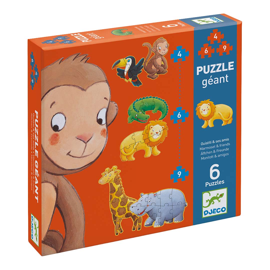 djeco puzzels safaridieren (4, 6 en 9st)