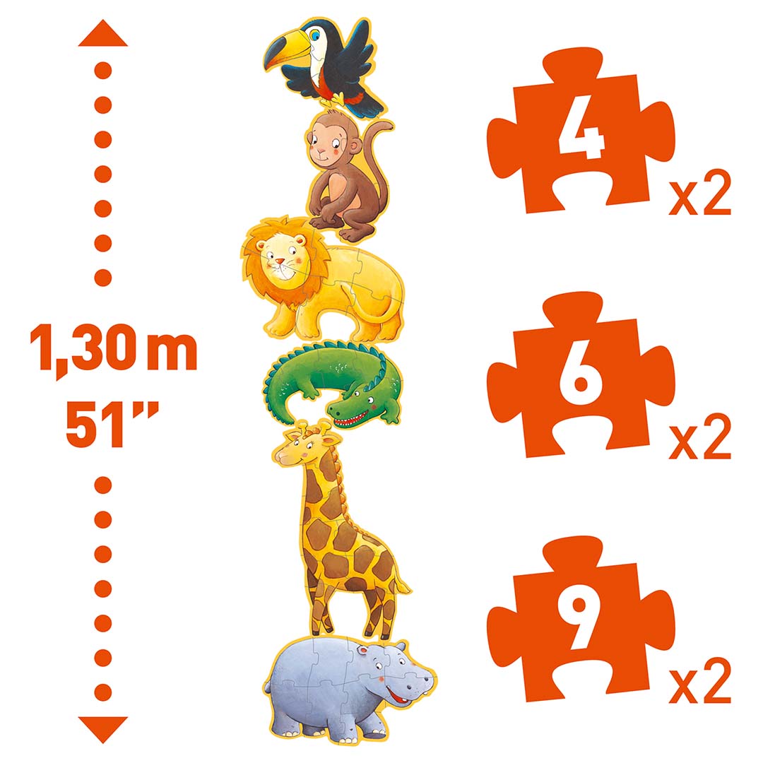 djeco puzzels safaridieren (4, 6 en 9st) DJ07114