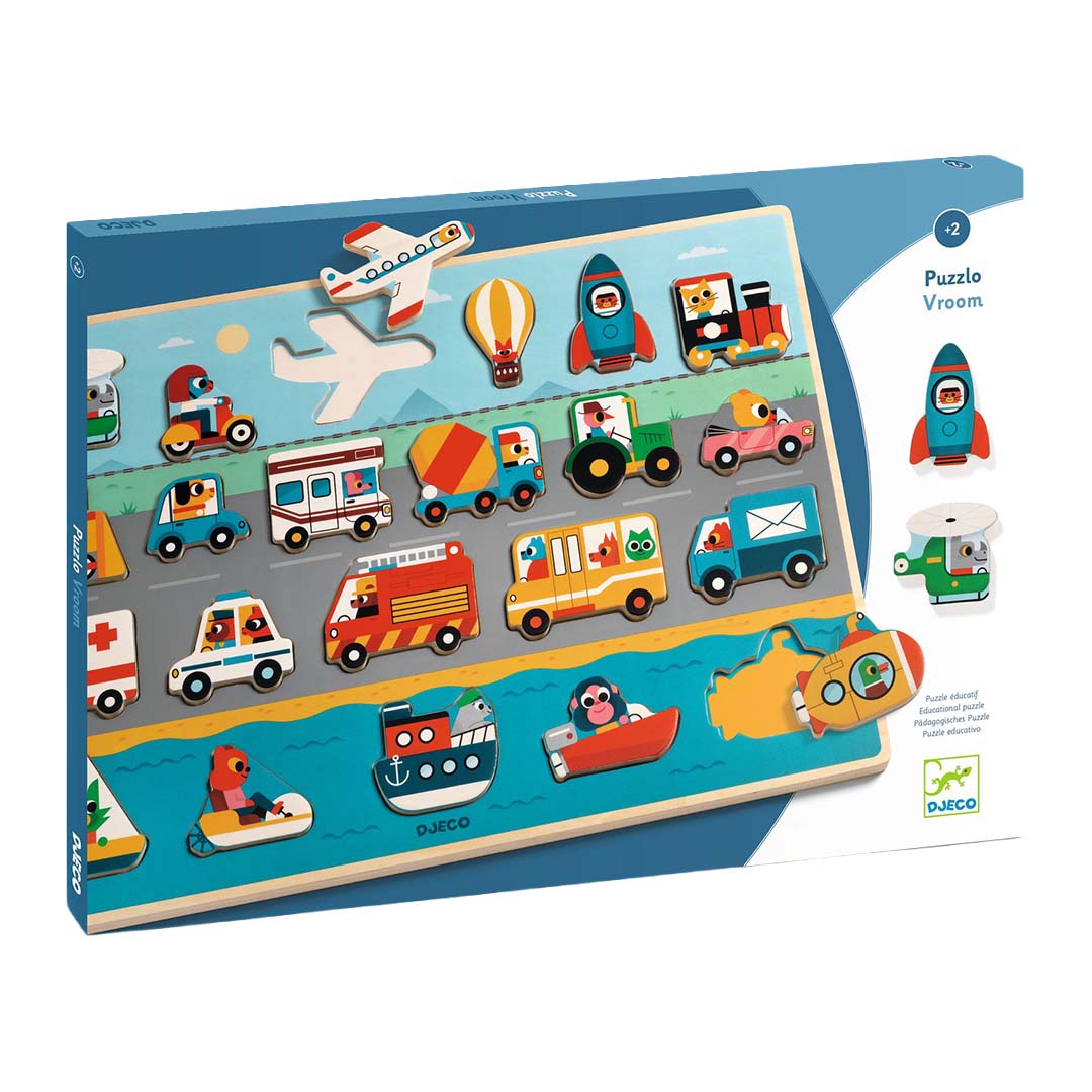 djeco reliëfpuzzel puzzlo vroom - 22st | DJ01831 | 0