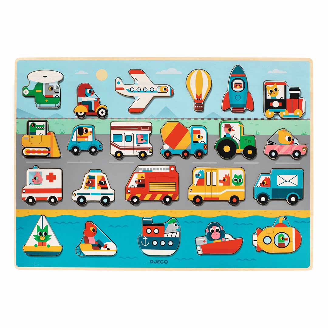 djeco reliëfpuzzel puzzlo vroom - 22st | DJ01831 | 1