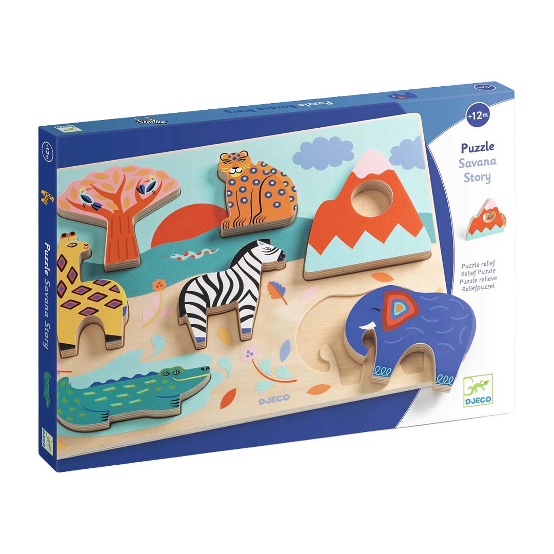 djeco reliëfpuzzel savanne - 7st | DJ01068 | 2
