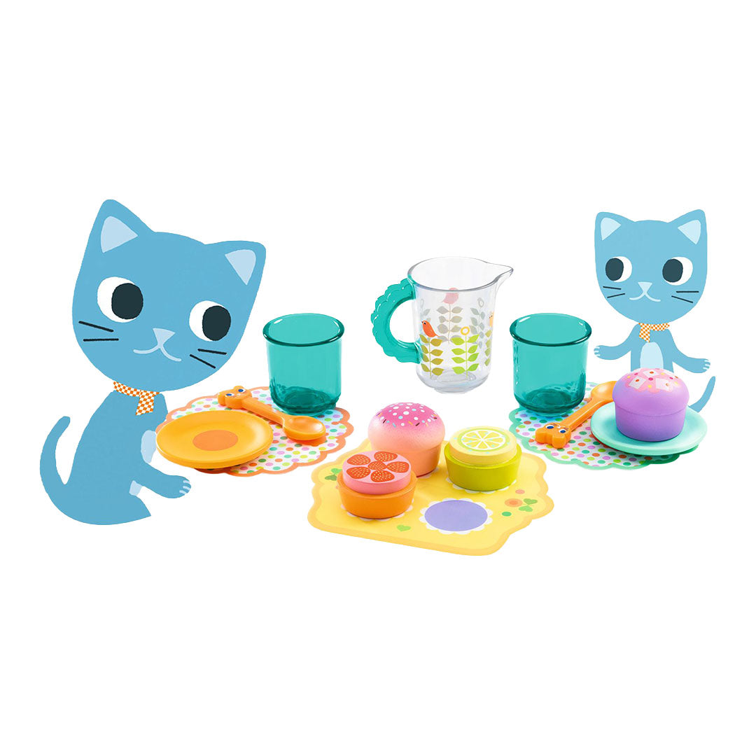 djeco serviesje met gebak - kitten - 14-delig