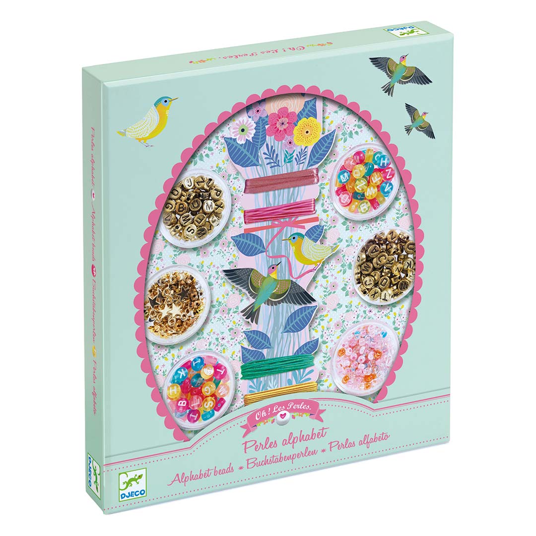 djeco coffret de perles colorées - alphabet