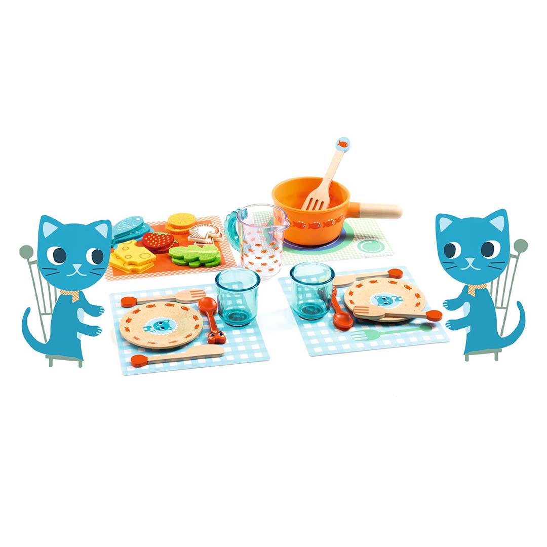djeco dînette à table chatons (29 pcs)
