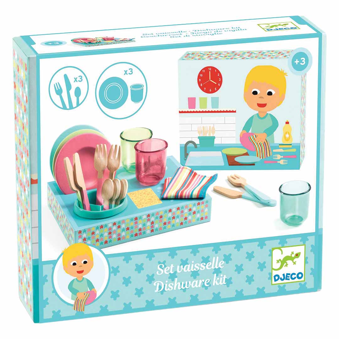 djeco speelset servies met afwasrek - 18-delig | DJ05522 | 3