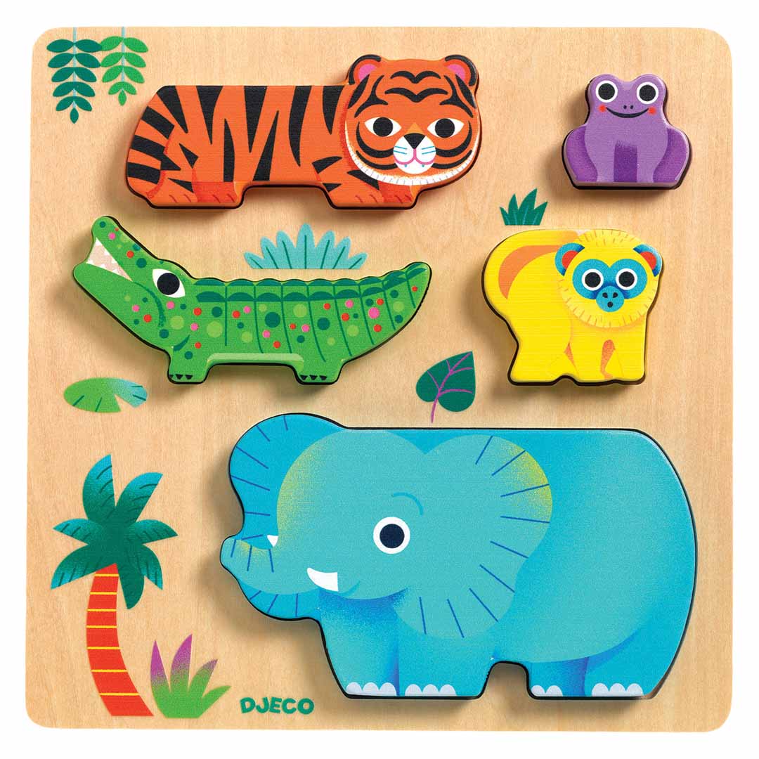 djeco stapelpuzzel - woodywild - 5st | DJ01091 | 1