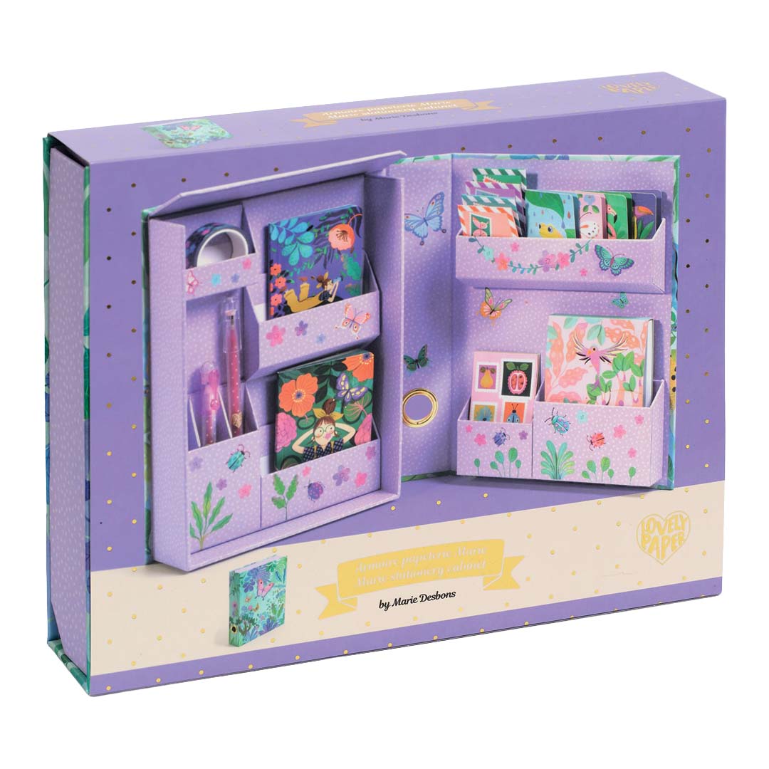djeco coffret de papeterie marie - jardin tropical