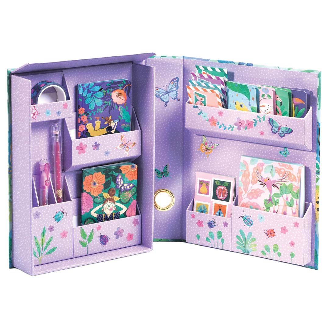 djeco coffret de papeterie marie - jardin tropical
