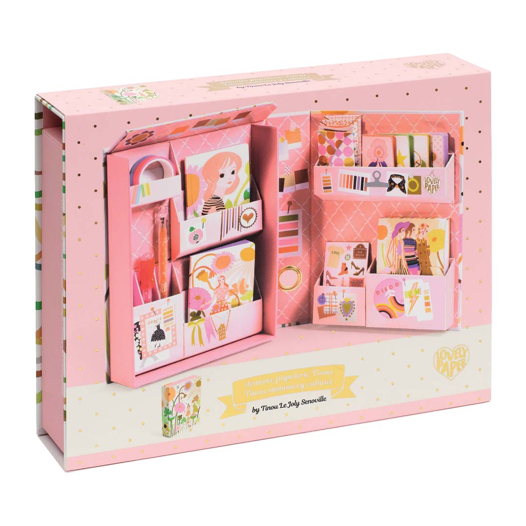 djeco coffret de papeterie tinou - mode