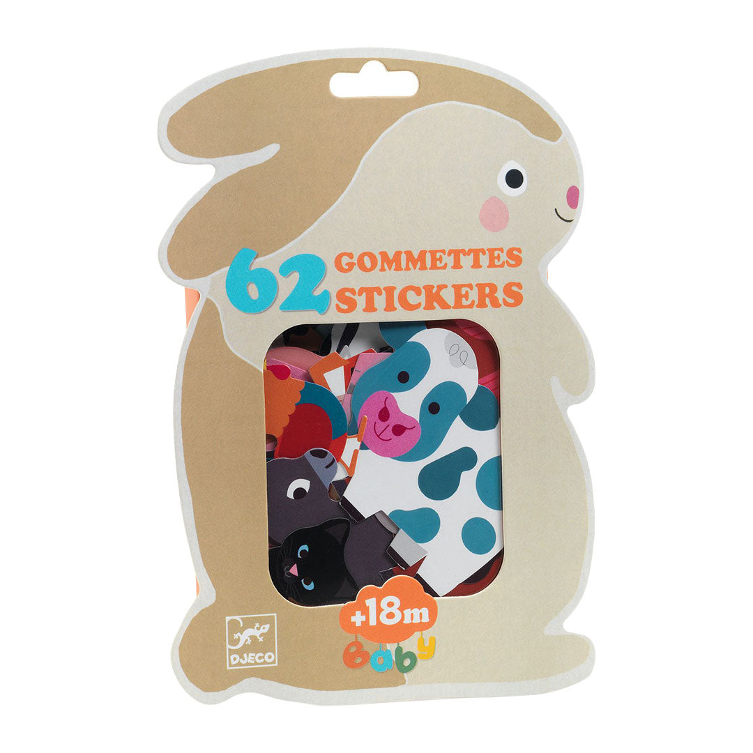djeco autocollants animaux de la ferme - 62 pcs