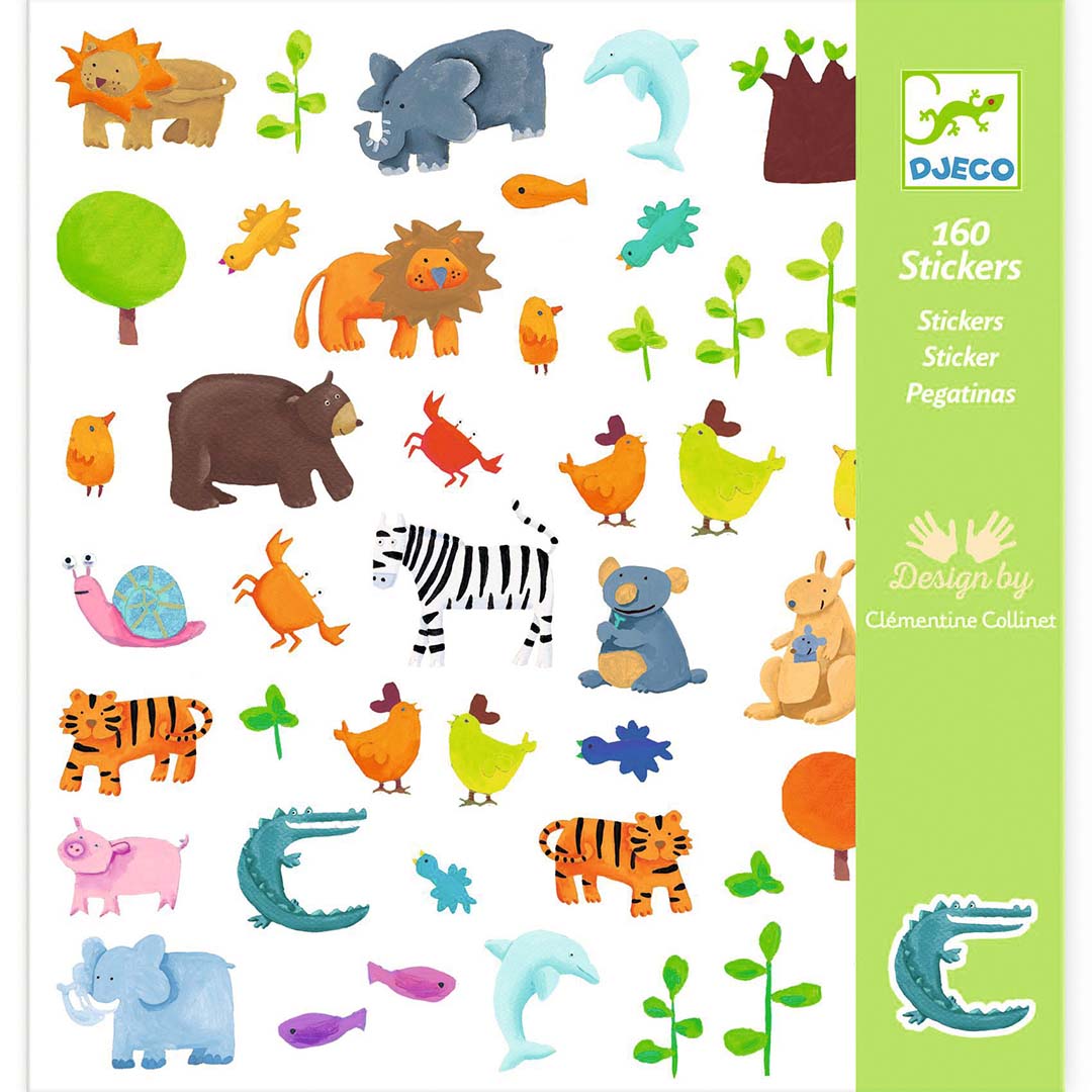 djeco autocollants animaux - 160 pcs