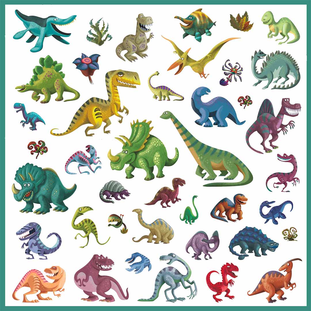 djeco autocollants dinosaures - 160 pcs