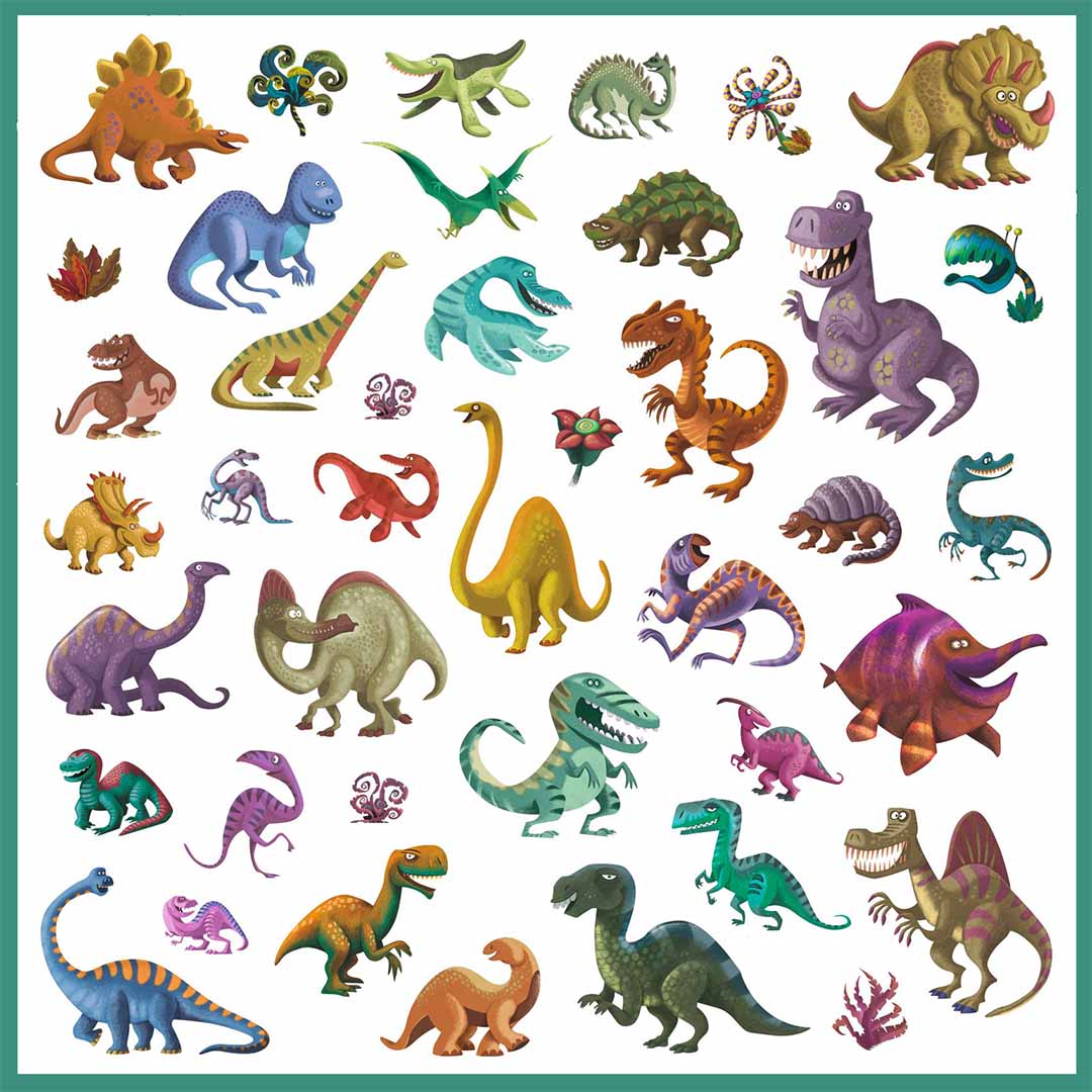 djeco autocollants dinosaures - 160 pcs