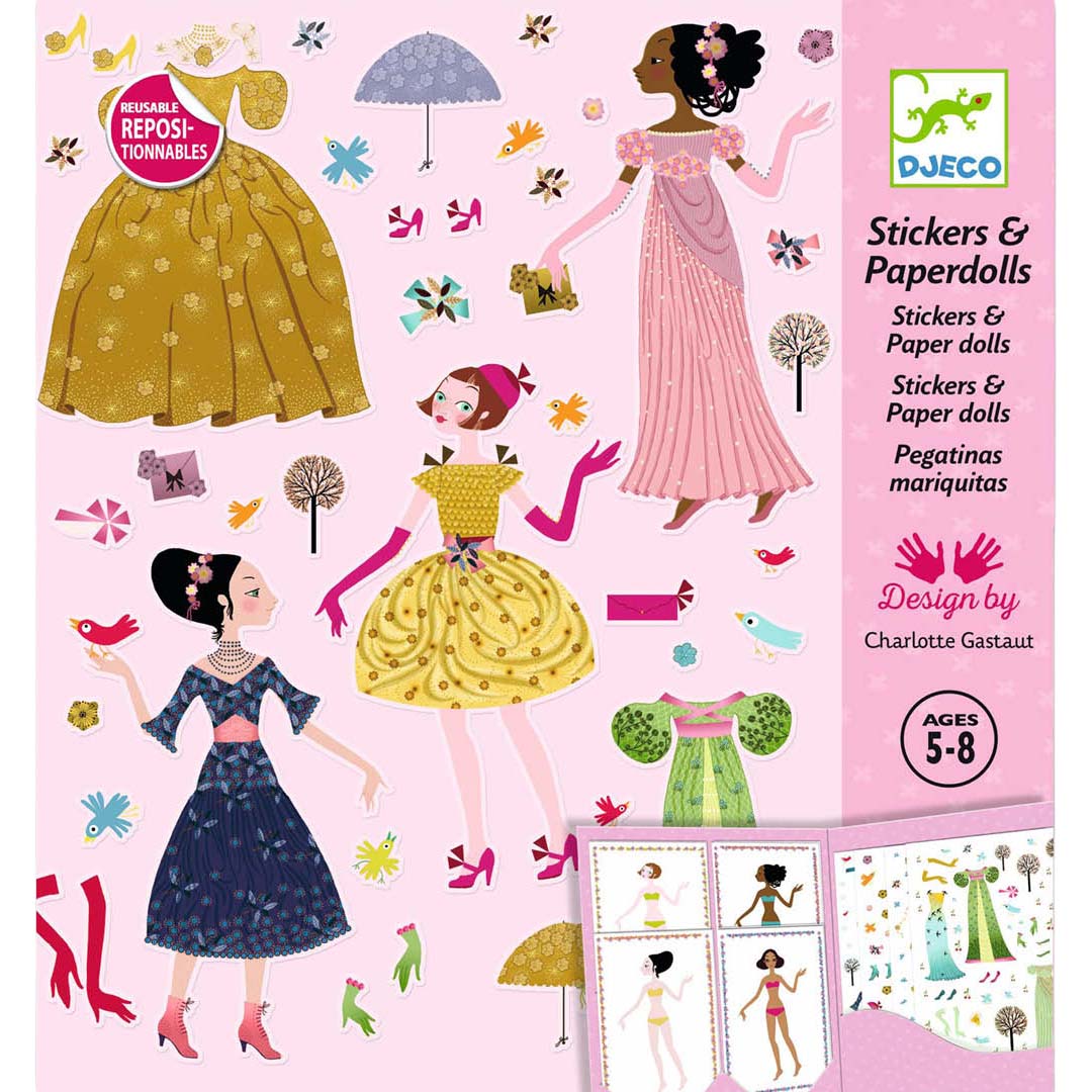 djeco stickerset aankleedpoppen jurken | DJ09690 | 3