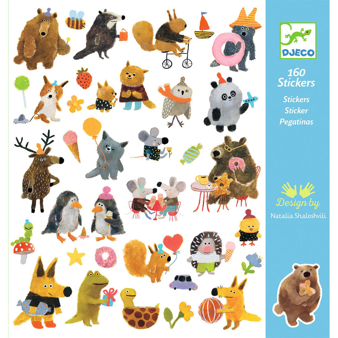 djeco stickers fluffy friends - 160st | DJ09317 | 0