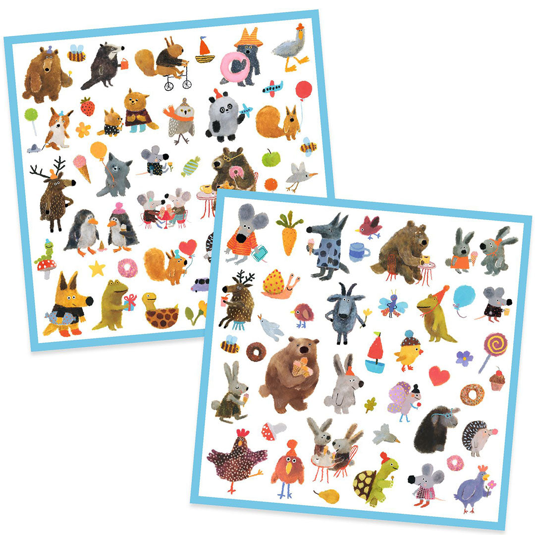 djeco stickers fluffy friends - 160st | DJ09317 | 1