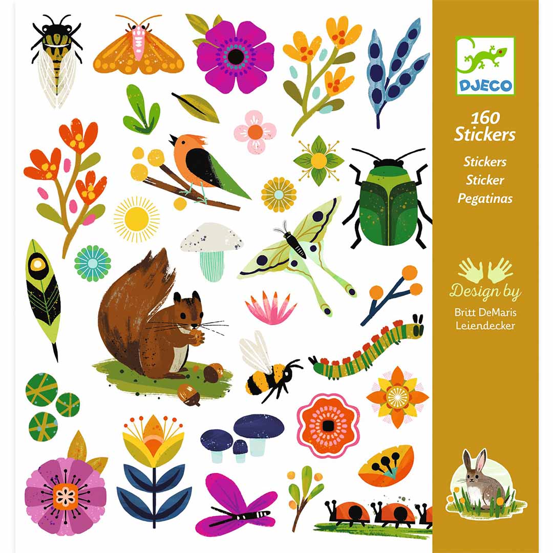 djeco stickers jardin - 160 pièces