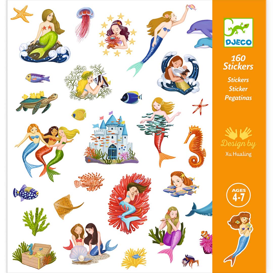 djeco stickers sirènes - 160 pièces