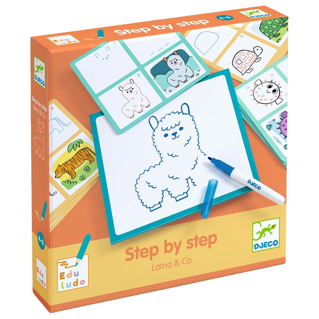 djeco cartes à dessiner eduludo step by step - lama and co
