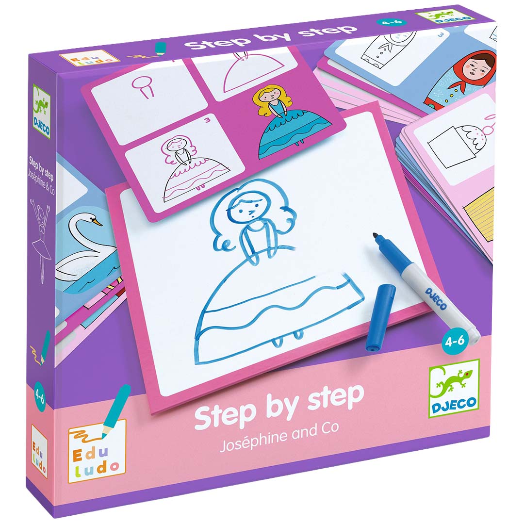djeco cartes à dessiner step by step princesses