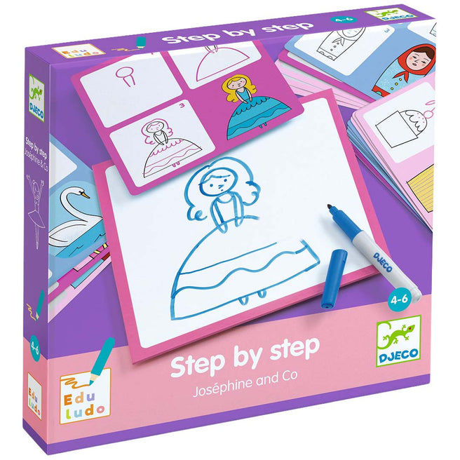 djeco cartes à dessiner step by step princesses