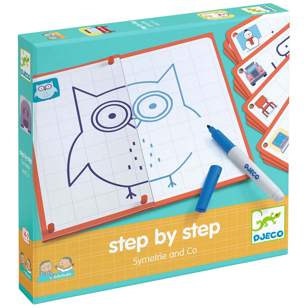 djeco cartes à dessiner step by step symétrie