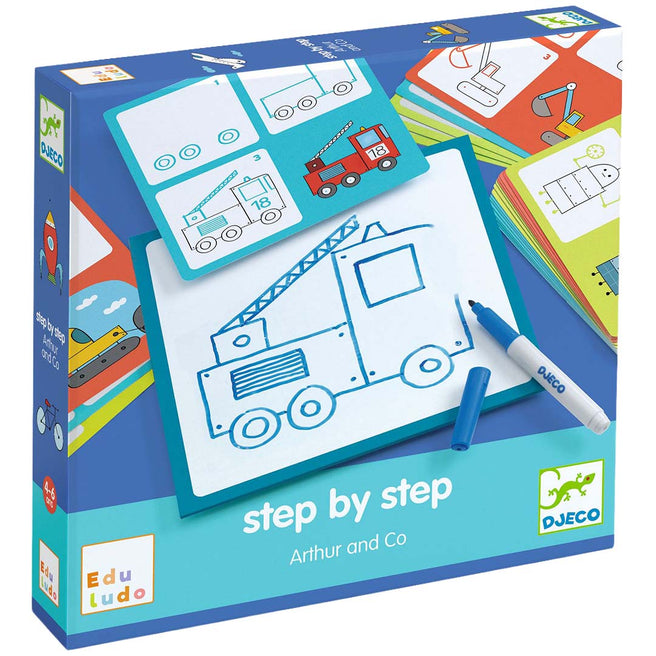 djeco tekenkaarten step by step voertuigen | DJ08321 | 0