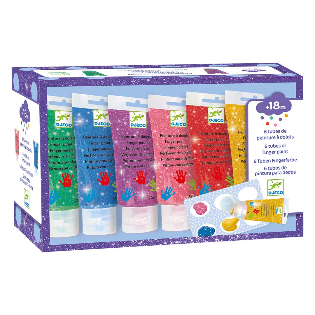 djeco tubes de peinture à doigt pailletée
