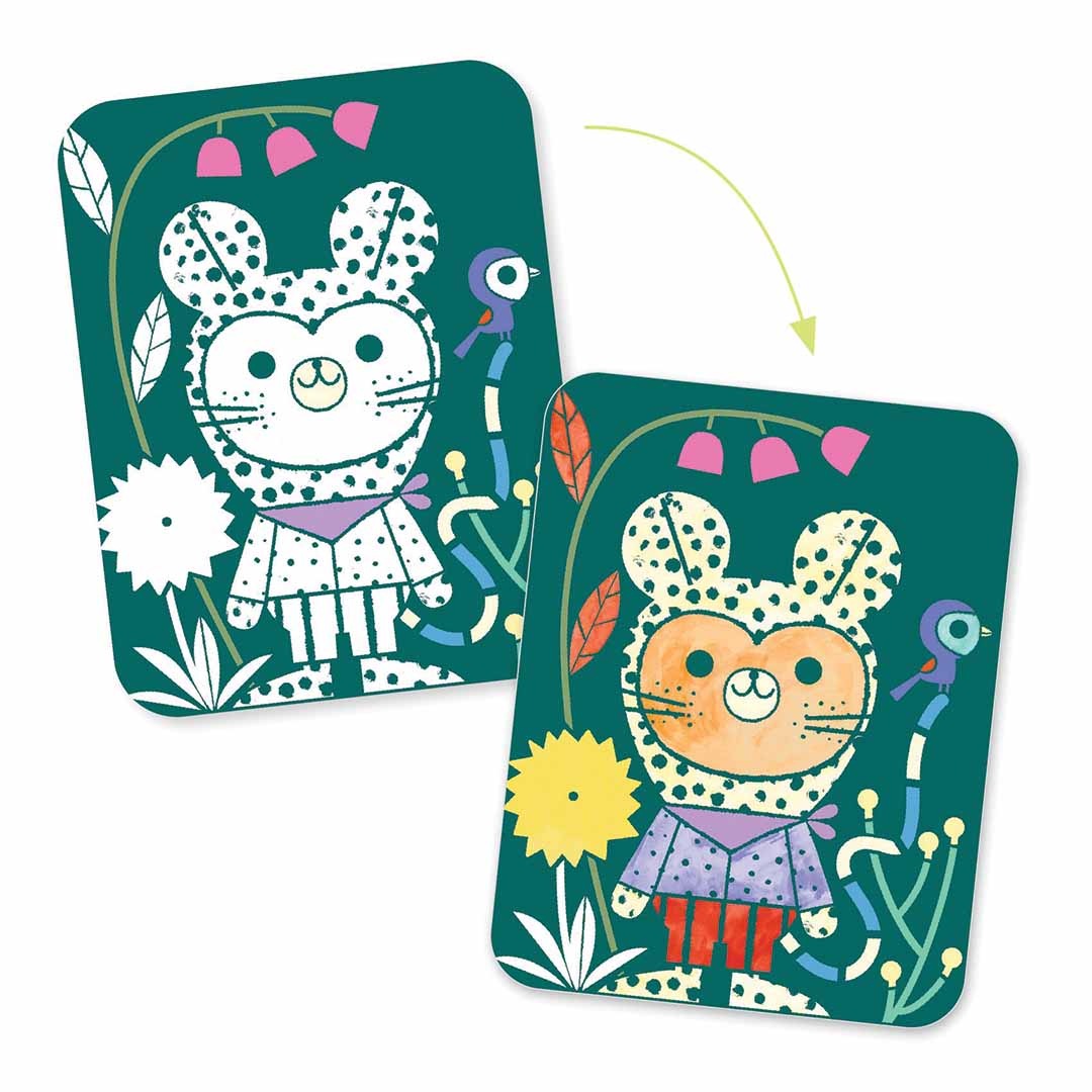 djeco verfset magic reveal paint - dressed-up animals | DJ00094 | 2