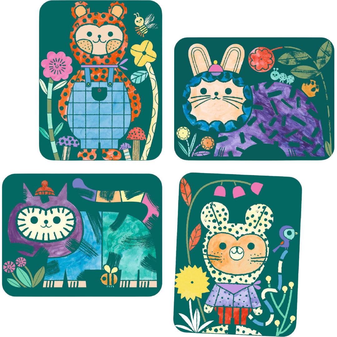 djeco verfset magic reveal paint - dressed-up animals | DJ00094 | 1