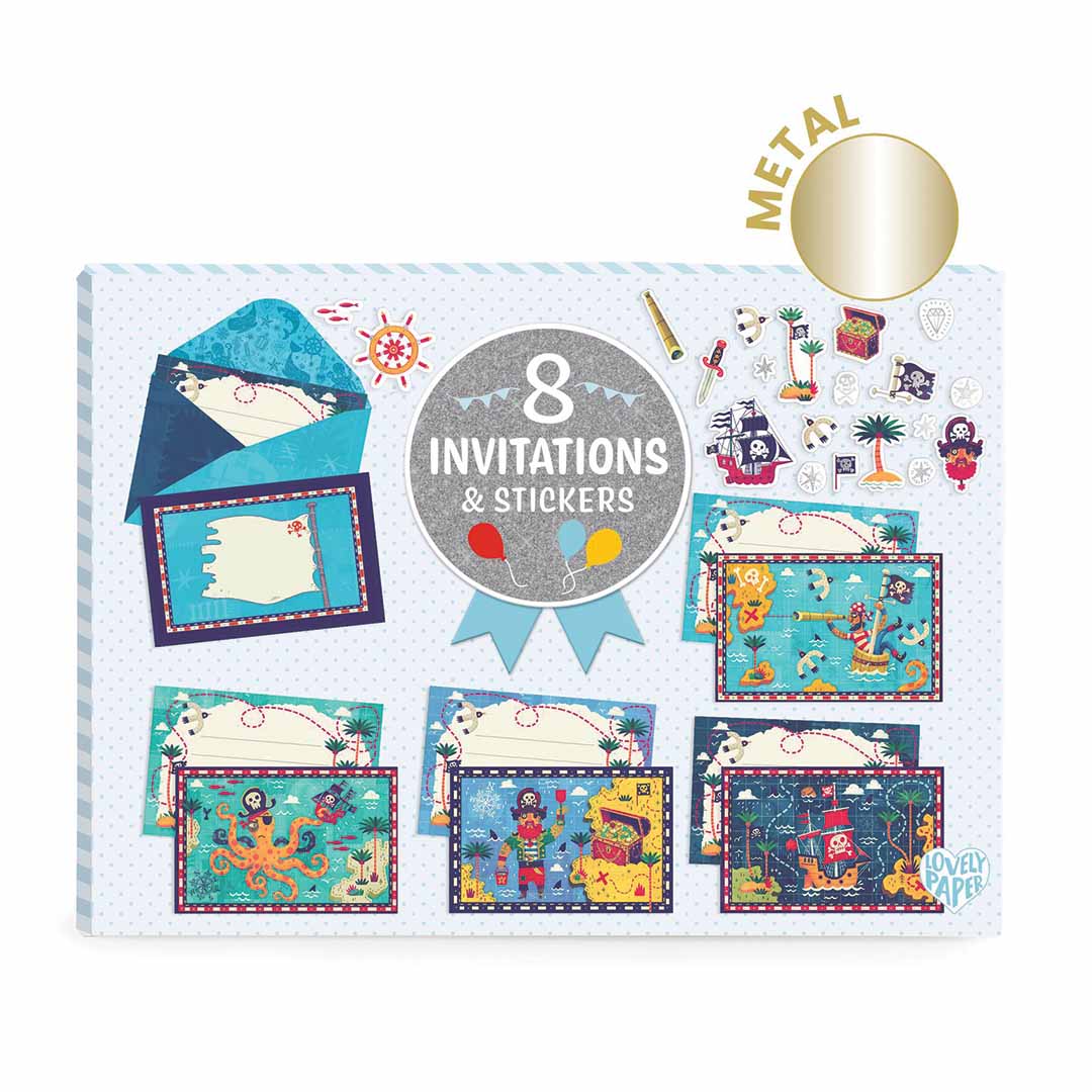djeco invitations d'anniversaire all aboard - 8 pcs
