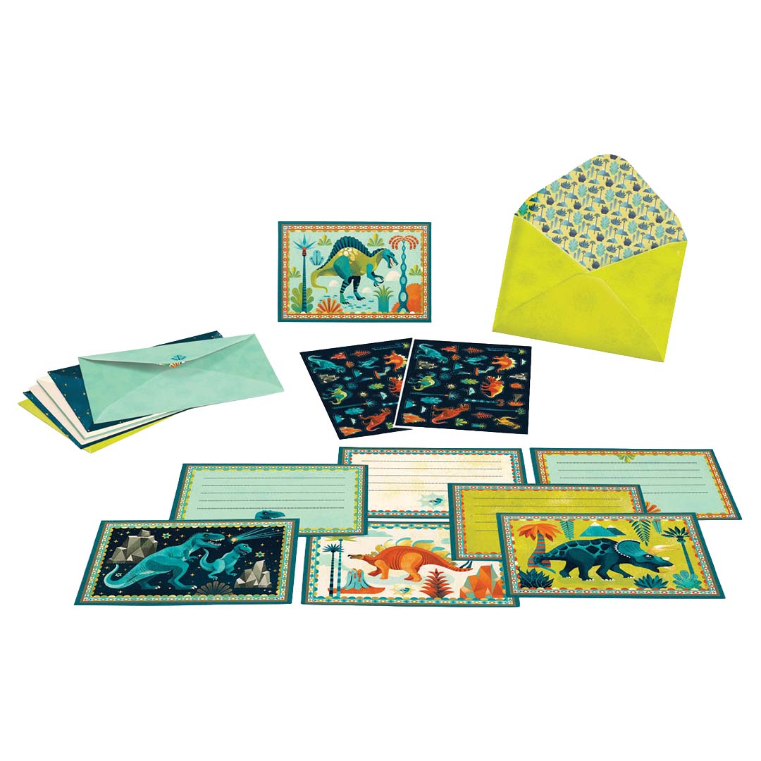 djeco invitations d'anniversaire cric croc dino rock - 8 pcs