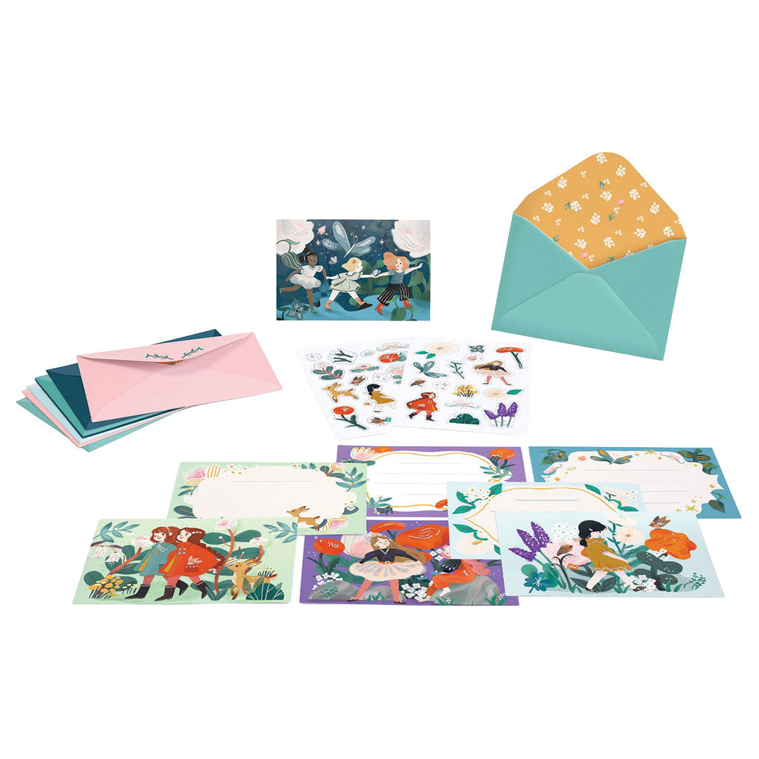 djeco invitations d'anniversaire garden friends - 8 pcs