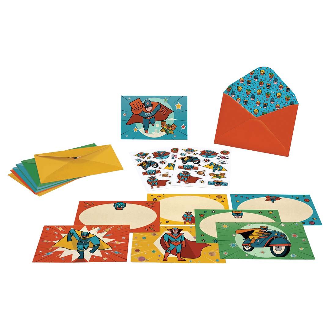 djeco invitations d'anniversaire pow! bang! - 8 pcs