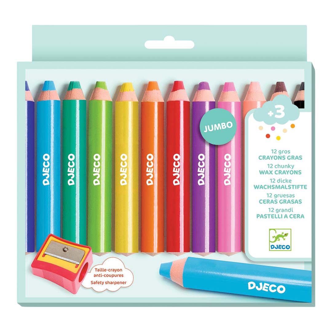djeco crayons de cire chunky - 12 pcs