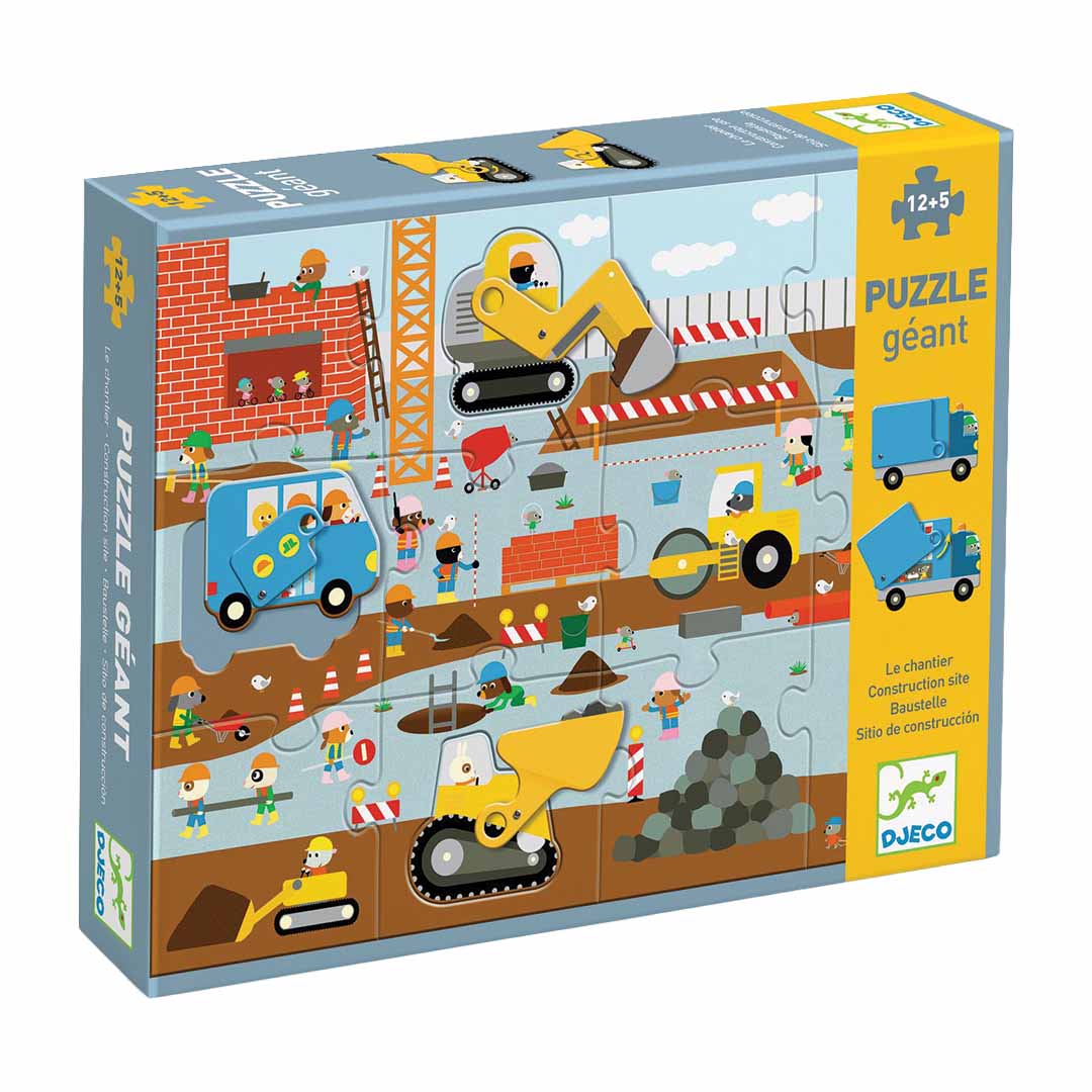 djeco puzzle xl chantier - 17 pcs