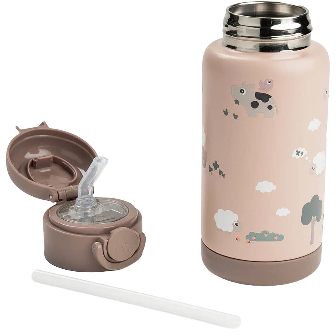done by deer rvs drinkfles met rietje tiny farm - powder - 340 ml | 1061111 | 4