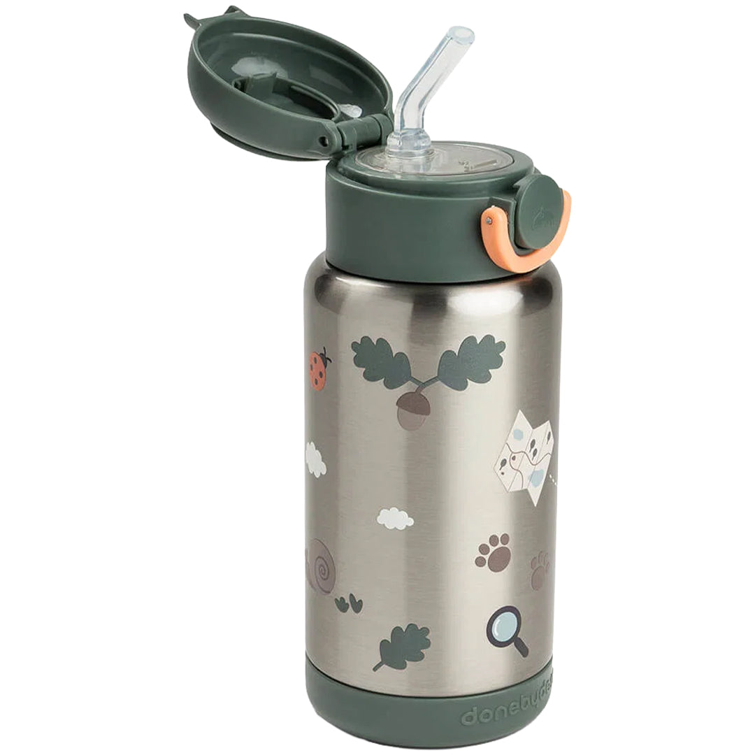 done by deer rvs drinkfles met rietje tiny trails - green - 340 ml | 1061233 | 3