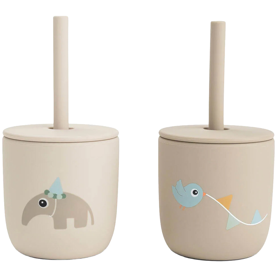 done by deer siliconen kinderbeker met rietje celebration - sand - 2st | 1969639 1
