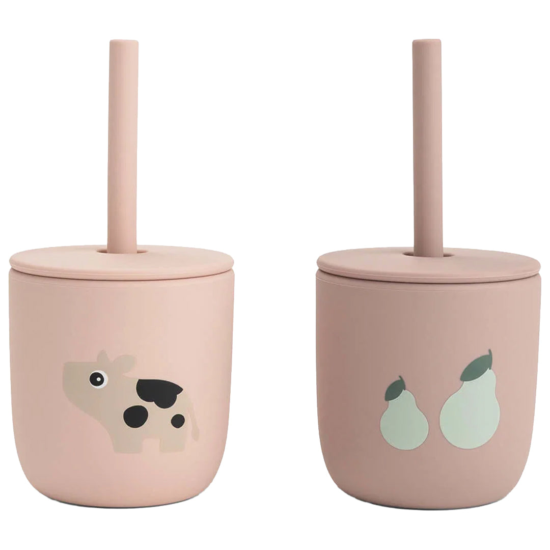 done by deer siliconen kinderbeker met rietje tiny farm - powder - 2st | 1969601 | 