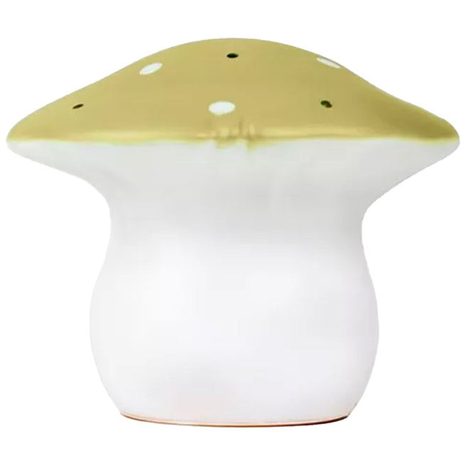 Egmont Toys paddenstoel nachtlamp met lichtgele kap en witte stippen.