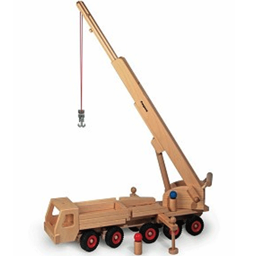 fagus houten kraanwagen wendbaar met 2 poppetjes | 10.32 | 0