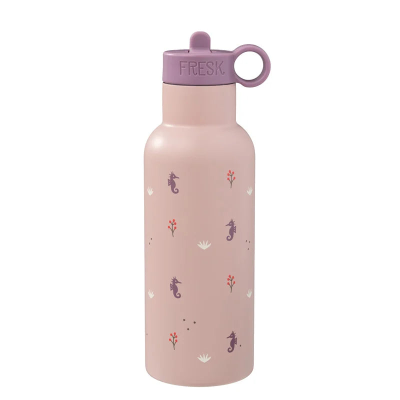 fresk bouteille isotherme en inox avec bouchon supplémentaire - hippocampes - 500 ml