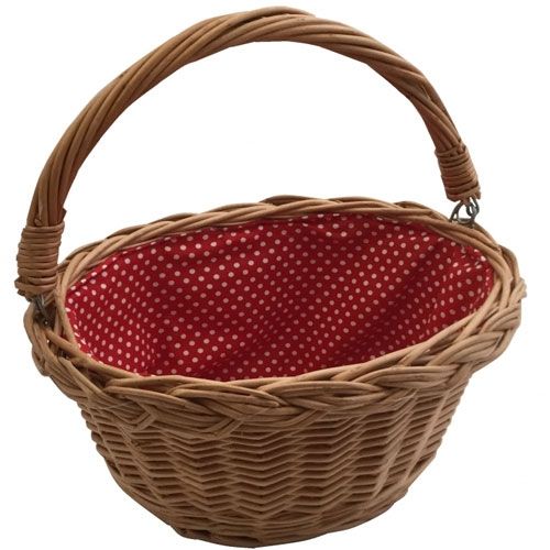 gevlochten kinderfietsmandje - rood met stippen | CW61350R | 0