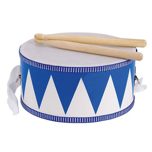 goki trommel met draagriem - blauw-wit  | GK61898 | 0